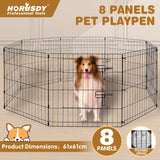 8 panel metal dog playpen foldable pet exercise pen with door safety latch indoor outdoor puppy fence black wire enclosure