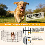 8 panel metal dog playpen foldable pet exercise pen with door safety latch indoor outdoor puppy fence black wire enclosure
