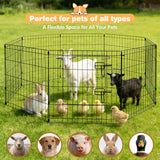 8 panel metal dog playpen foldable pet exercise pen with door safety latch indoor outdoor puppy fence black wire enclosure