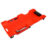 40-inch plastic mechanic creeper with padded headrest, tool trays and 360 degree swivel casters for automotive repair