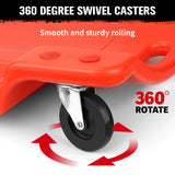 40-inch plastic mechanic creeper with padded headrest, tool trays and 360 degree swivel casters for automotive repair