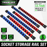 SWANLAKE 6Pcs Organizer Socket Holder 1/4" 3/8" 1/2" Socket Clip Rail Holder