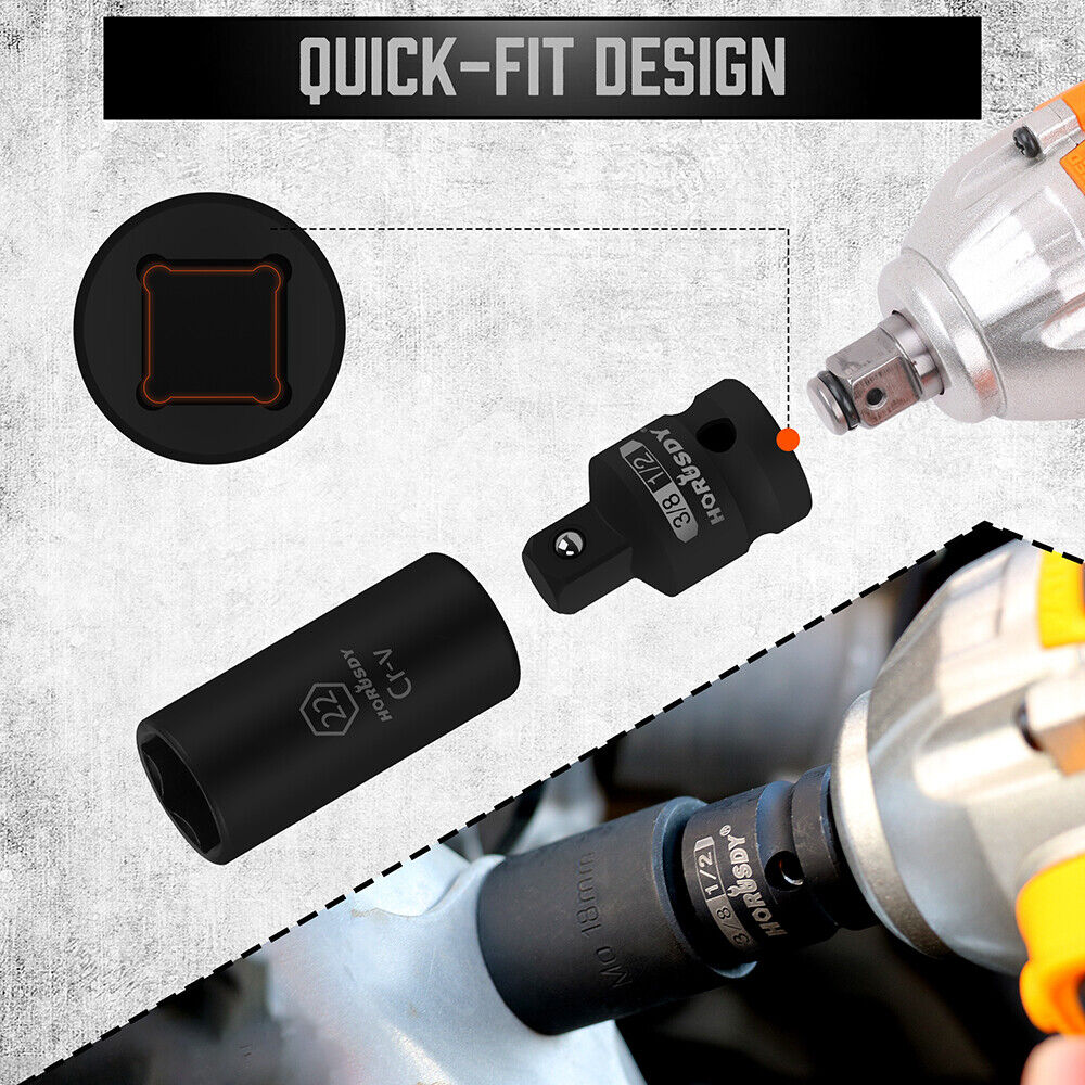 HORUSDY  Impact Extension Bar Set - Cr-V, 1/4", 3/8", 1/2" Drive with Socket Adaptor Reducers