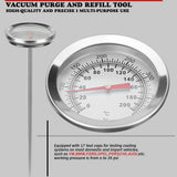 34pc pneumatic coolant pressure tester vacuum cooling system purge and refill kit with various radiator adapters, hose, and storage case