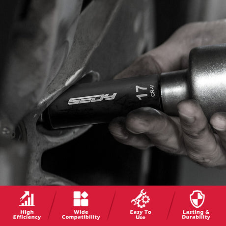 SEDY 71-piece SAE and metric impact socket set with Cr-V steel, swivel sockets, extensions, and durable red carry case for mechanics and automotive work.