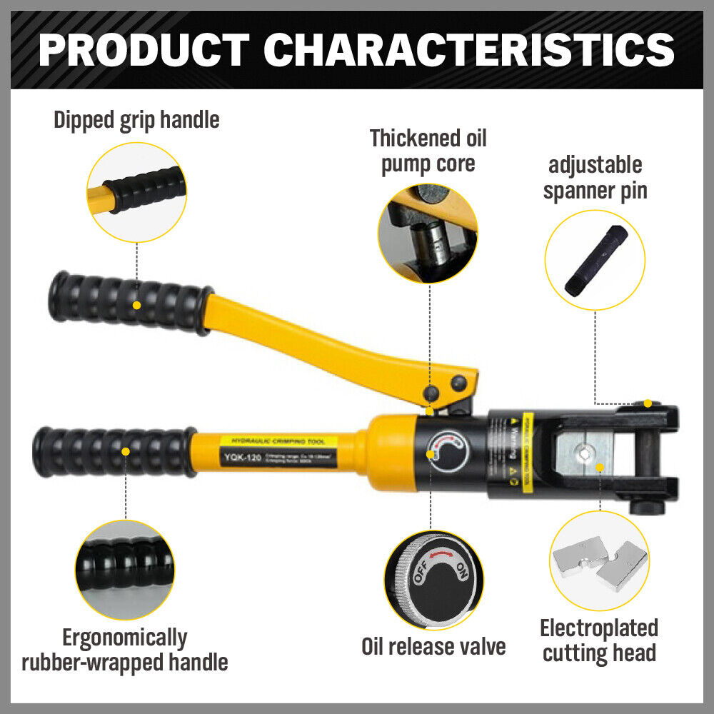 HORUSDY 8 Ton Hydraulic Crimper Cable Lugs Wire Force Crimping Tool Kit AU