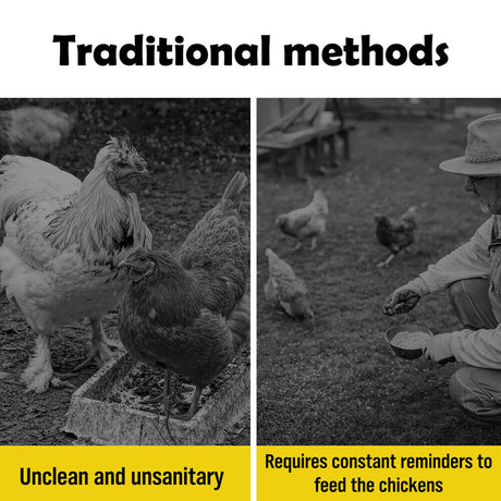 VaKa Automatic Chicken Feeder with a capacity of 5/10KG, featuring a self-opening, weight-operated lid to keep feed secure and fresh