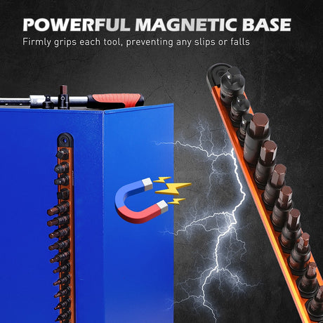 SEDY 16-Piece Metric Hex Bit Socket Set with Magnetic Rail and CR-V Sockets