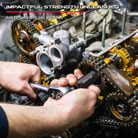 SEDY 7-piece impact socket adapter and universal joint set with magnetic rail, ideal for automotive and DIY tool storage