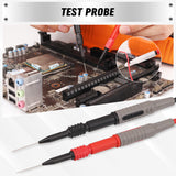 SWANLAKE 27-piece multimeter test lead kit with high-temp silicone wires, alligator clips, replaceable gold probes, and complete electronic diagnostic accessories.