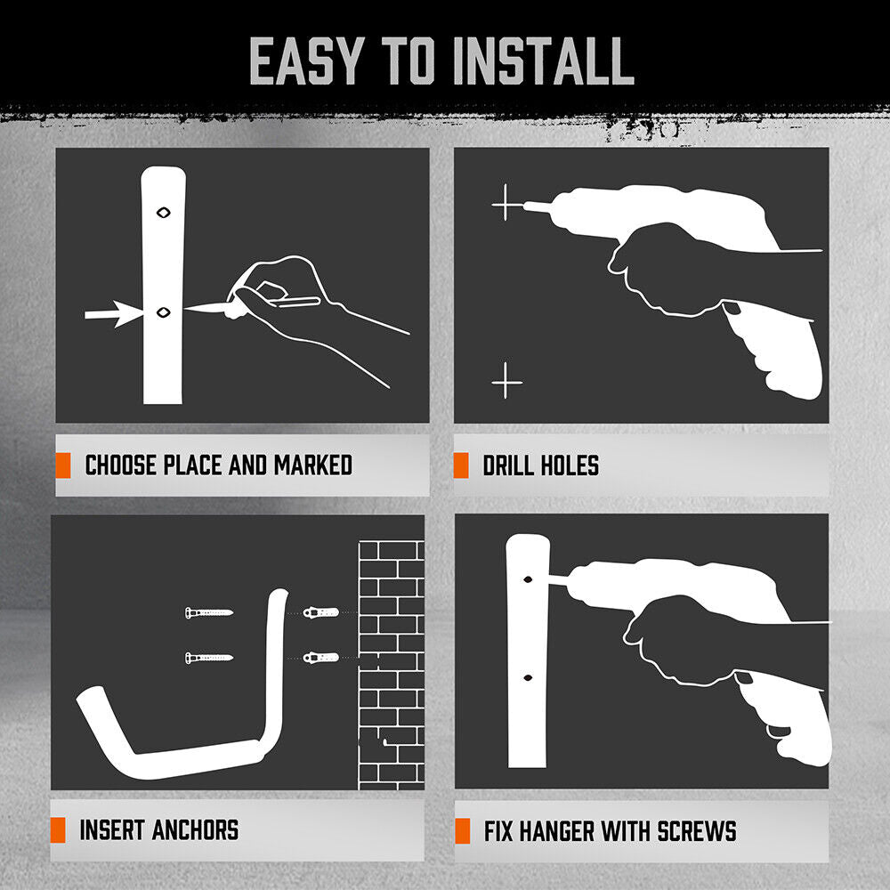 Rust-resistant garage storage hooks with rubber tips for tools, bikes & gear - HORUSDY Professional Tools Australia