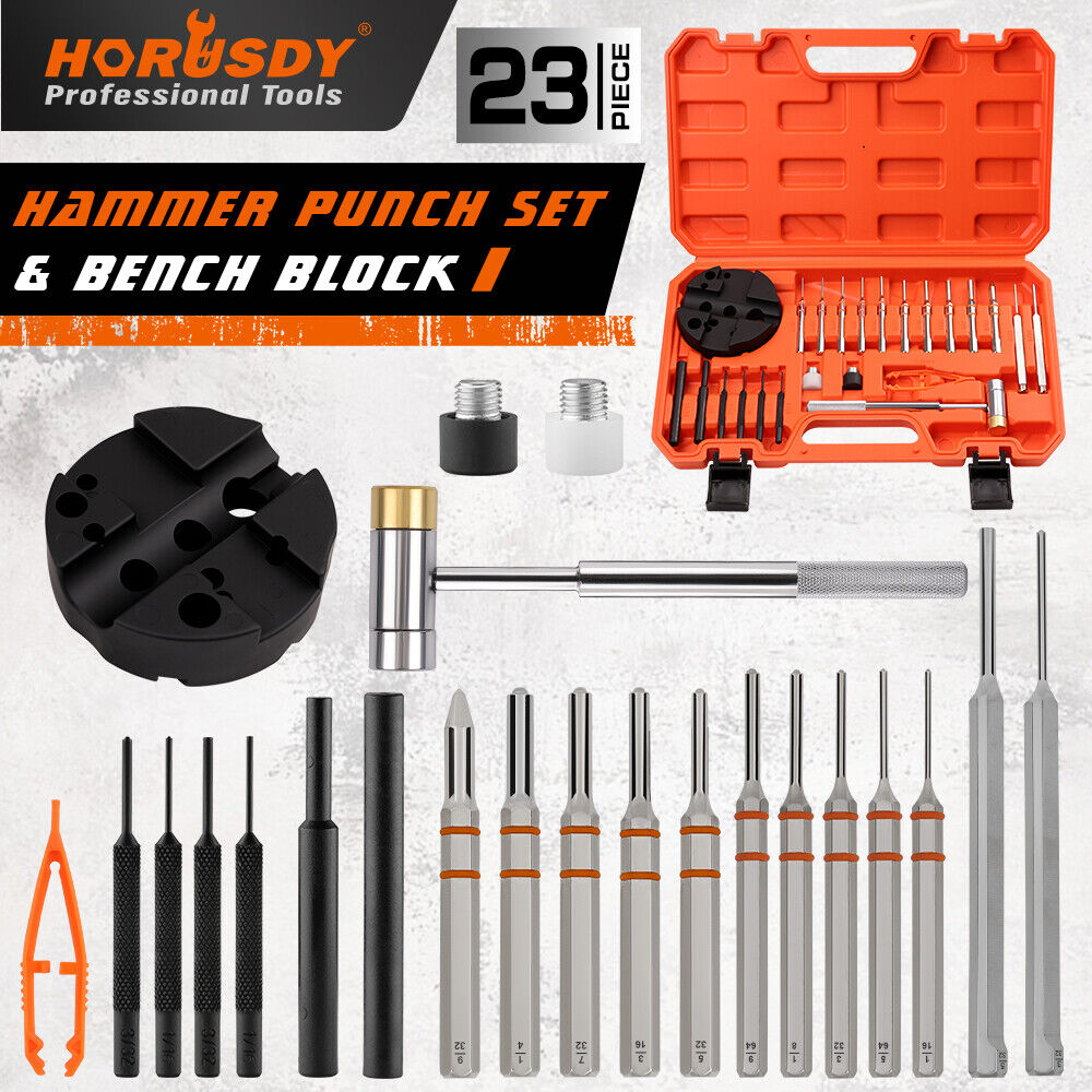 23 Pieces Hammer Punch Set & Bench Block - Comprehensive Tool Kit