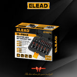ELEAD 16-piece hex bit socket set with S2 alloy steel bits and CR-V steel sockets, perfect for automotive and industrial tasks.