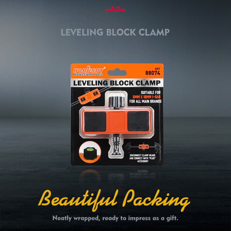 HORUSDY clamp connector with leveling bubble, universal fit for 6mm x 18mm L-bar clamps, 350lbs force, woodworking tool extension