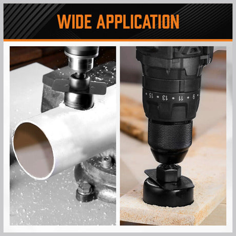 Horsdsy 24-piece hole saw kit with high carbon steel blades, including various sizes for wood, drywall, and PVC cutting, stored in a durable carrying case.