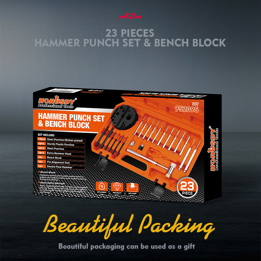 23 Pieces Hammer Punch Set & Bench Block - Comprehensive Tool Kit