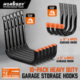 Rust-resistant garage storage hooks with rubber tips for tools, bikes & gear - HORUSDY Professional Tools Australia