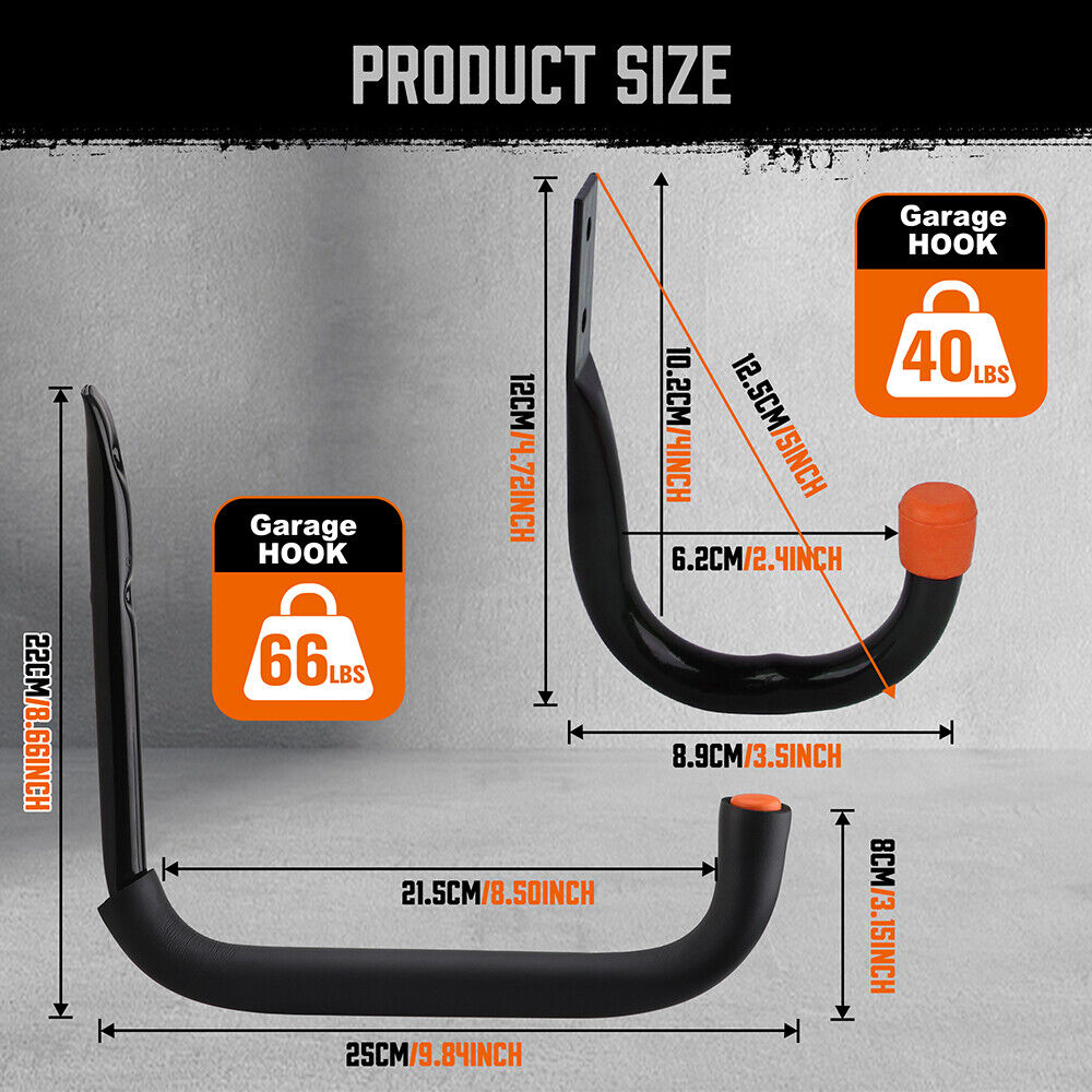 Rust-resistant garage storage hooks with rubber tips for tools, bikes & gear - HORUSDY Professional Tools Australia