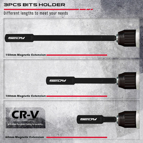 33-piece Sedy Nut Driver Set with magnetic force and premium CR-V steel, includes extensions and storage case