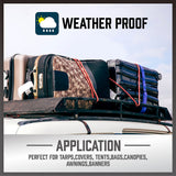 31-piece heavy duty bungee cord set with color-coded cords, plastic coated steel hooks, tarp clips, cable ties, and mini ball ties for versatile outdoor use