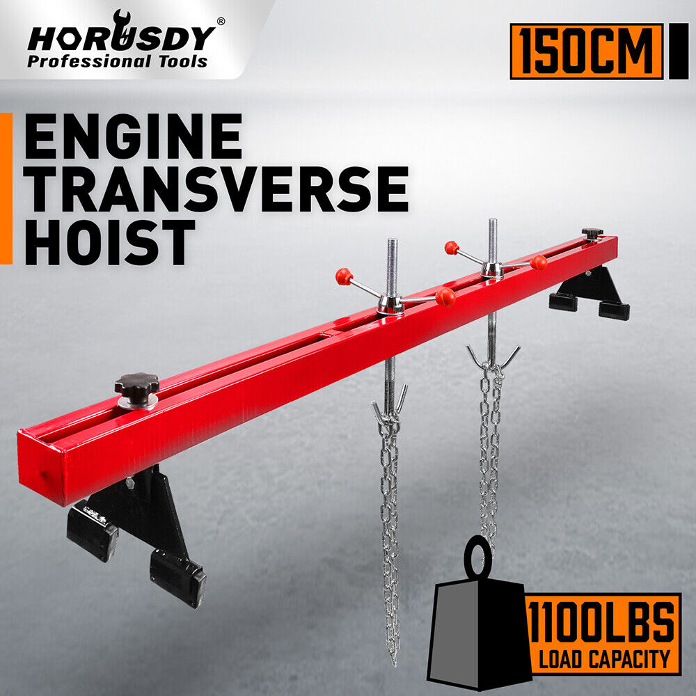 Adjustable engine support bar transverse hoist with dual steel beams and 1100LBS load capacity