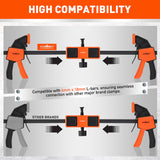 HORUSDY clamp connector with leveling bubble, universal fit for 6mm x 18mm L-bar clamps, 350lbs force, woodworking tool extension