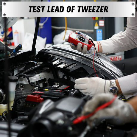 Multimeter test leads set with probes, alligator clips, and tweezers for precise electrical testing and circuit diagnostics.