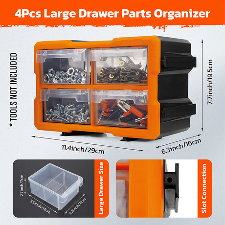 Wall-mountable modular parts organizer with 16 drawers for garage tools and hardware storage - HORUSDY Professional Tools Australia