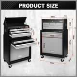 Heavy duty 7-drawer tool box chest with lockable storage cabinet in black, blue, and grey options