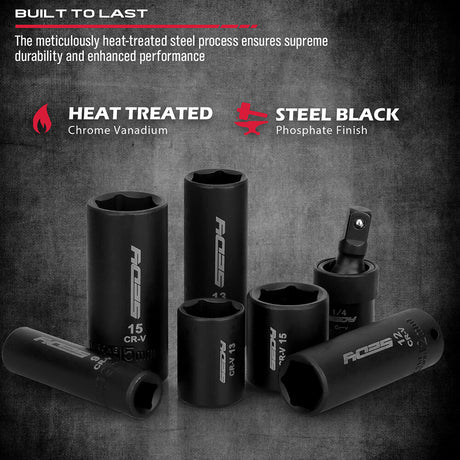 SEDY 64-piece socket and bit wrench set with CR-V steel sockets, universal joint, ratchet handle, and hard carry case for automotive and home tool kits