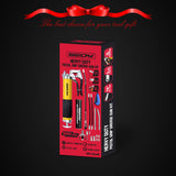 SEDY 17-piece grease gun kit with pistol handle, flexible spring hose, locking coupler, nozzles, and grease canister for heavy-duty lubrication work.