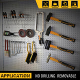 HORUSDY 260-piece pegboard hooks assortment with 17 types of hooks, bins, and peg locks for efficient tool organization