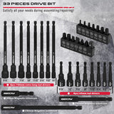 33-piece Sedy Nut Driver Set with magnetic force and premium CR-V steel, includes extensions and storage case
