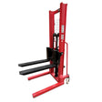  Manual hydraulic stacker lift truck with a 2000kg capacity and 1.6m lifting height, ideal for warehouse and industrial lifting tasks.