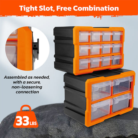 Wall-mountable modular parts organizer with 16 drawers for garage tools and hardware storage - HORUSDY Professional Tools Australia