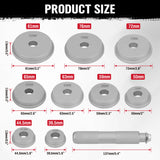 10-piece bearing race and seal driver tool kit with durable aluminum adapters, ideal for installing wheel bearings and seals in automotive repairs.