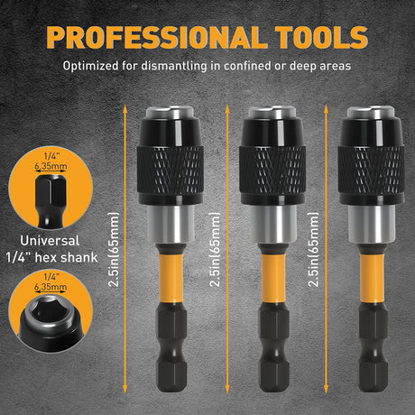 ELEAD 3-piece magnetic bit holder set with 1/4” hex shank, quick-release design, strong magnetism and S2 steel for drills and drivers