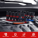 Professional 7-piece spark plug socket set with magnetic rail, 6-point design & corrosion-resistant finish - HORUSDY Australia