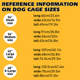 Foldable 24-inch dog cage with 3 doors, divider panel, leak-proof plastic tray, sturdy metal frame, and portable design for safe and comfortable pet housing.