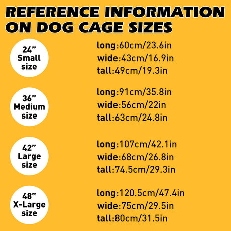 Foldable 24-inch dog cage with 3 doors, divider panel, leak-proof plastic tray, sturdy metal frame, and portable design for safe and comfortable pet housing.