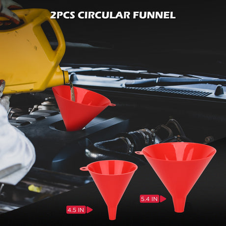 Non-spill coolant filling funnel kit with universal adapters, siphon hose pump, and precise filling features, designed for automotive and machinery use.