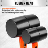 HORUSDY 2pcs Rubber Mallet Hammer Set with 8oz and 16oz Fiberglass Handles - Durable, Shock Absorbing, Wear-Resistant, Ideal for Woodworking and Camping