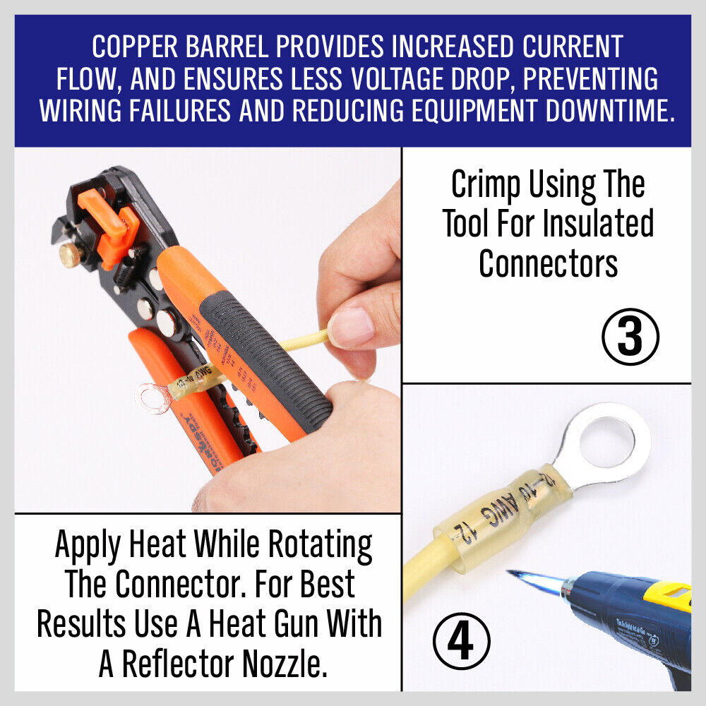 300Pc Heat Shrink Wire Crimp Connector Wire Cable Terminals Ring Fork Spade Butt