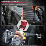 SEDY 64-piece socket and bit wrench set with CR-V steel sockets, universal joint, ratchet handle, and hard carry case for automotive and home tool kits