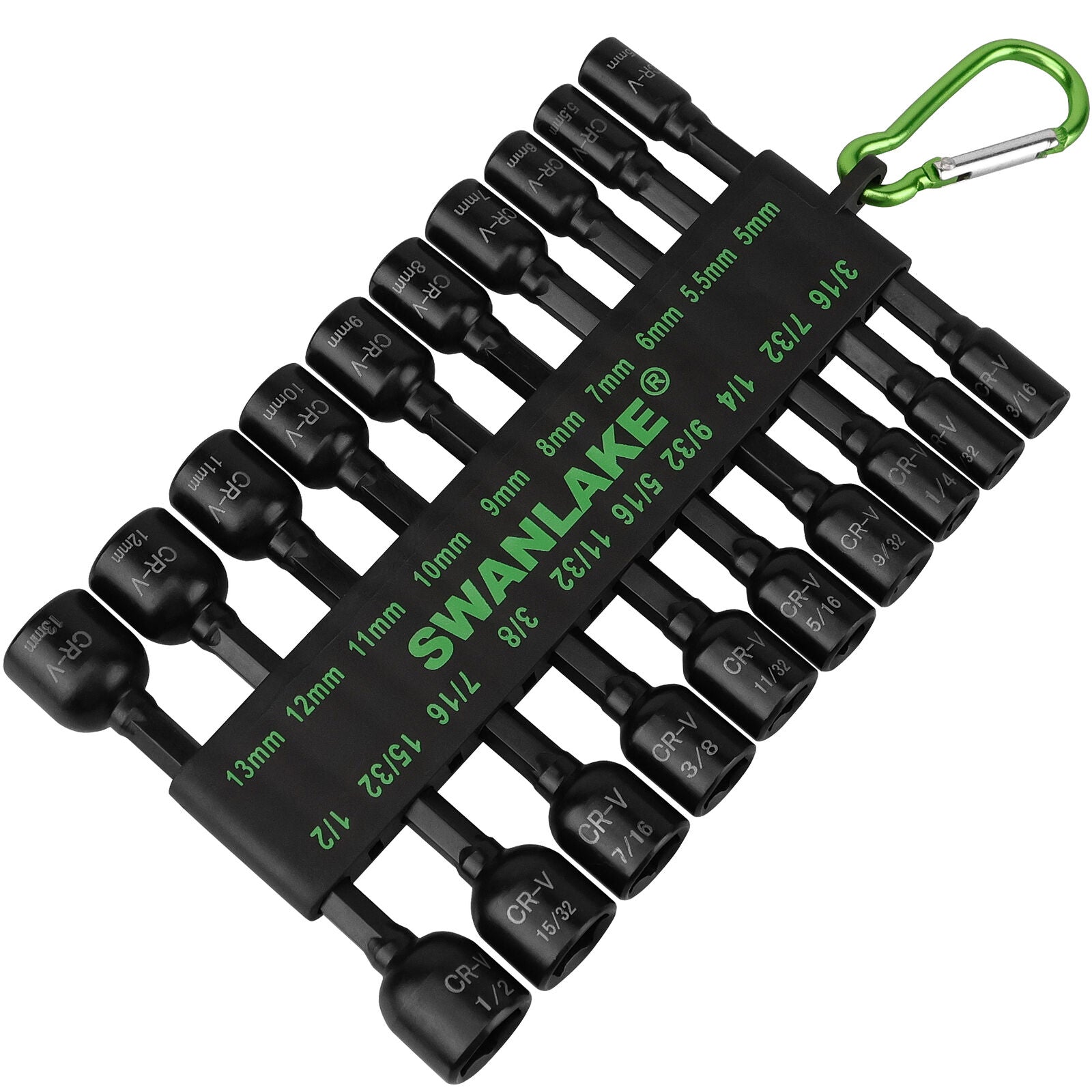 20-piece magnetic nut driver set with CR-V steel, featuring hex bit sockets and magnetic adapters, suitable for electric drills and screwdrivers