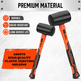 HORUSDY 2pcs Rubber Mallet Hammer Set with 8oz and 16oz Fiberglass Handles - Durable, Shock Absorbing, Wear-Resistant, Ideal for Woodworking and Camping