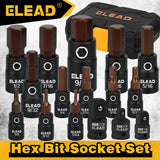 ELEAD 16-piece hex bit socket set with S2 alloy steel bits and CR-V steel sockets, perfect for automotive and industrial tasks.
