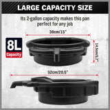 SEDY 8L Oil Change Pan Black with Portable Handle and Anti-Spill Design