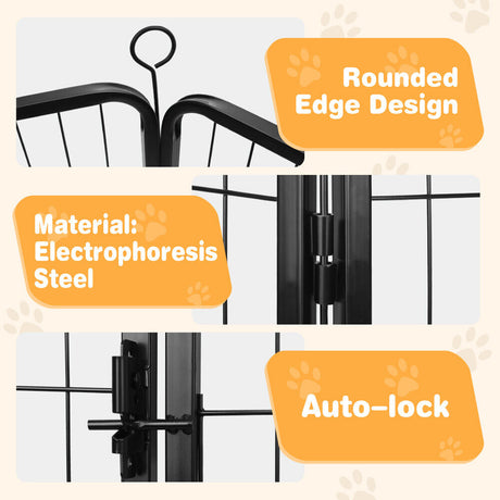 Foldable and adjustable metal pet playpen with 8 panels for indoor and outdoor use, suitable for small to large pets.