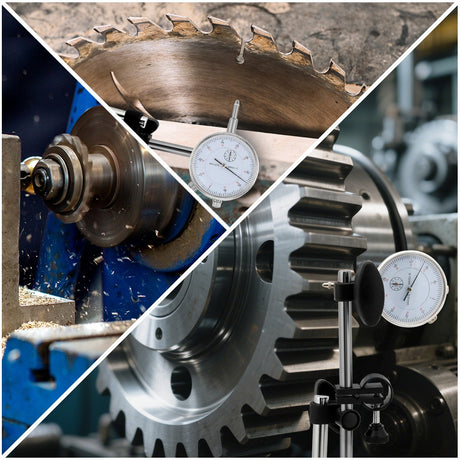 Precision dial indicator gauge set with magnetic base and 22 tip attachments for CNC, machining, alignment, and measuring applications